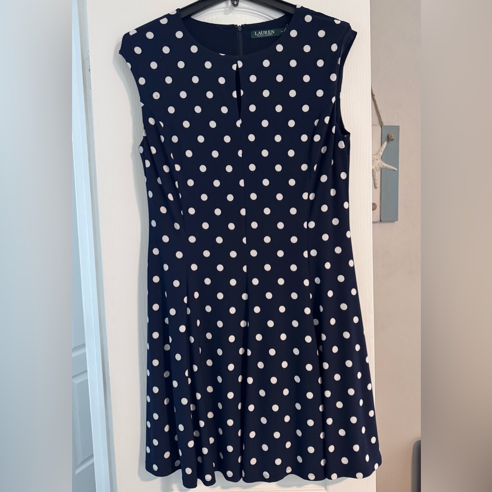 Ralph Lauren Navy Polka Dot Dress